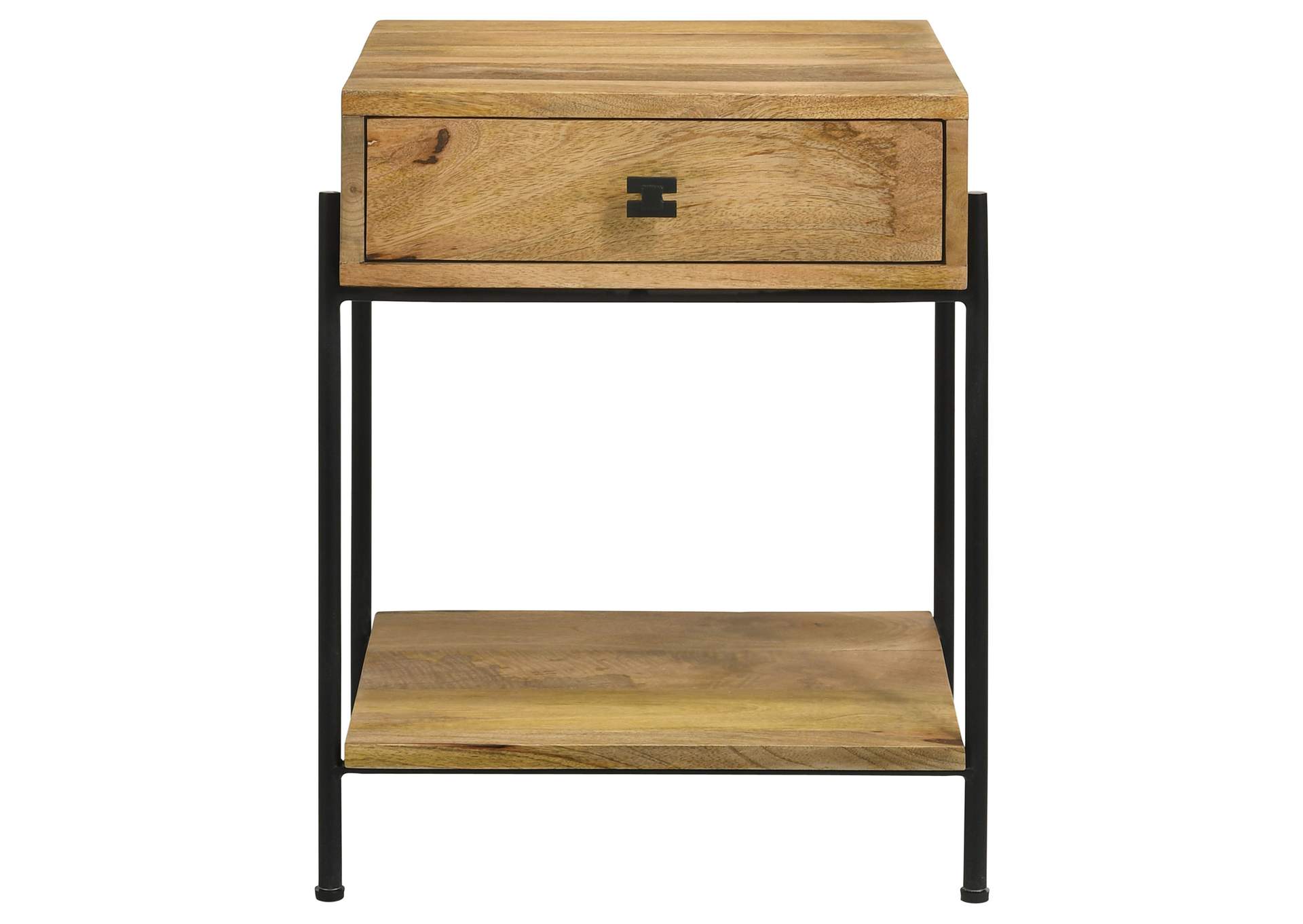 Declan 1-drawer Accent Table with Open Shelf Natural Mango and Black,Coaster Furniture