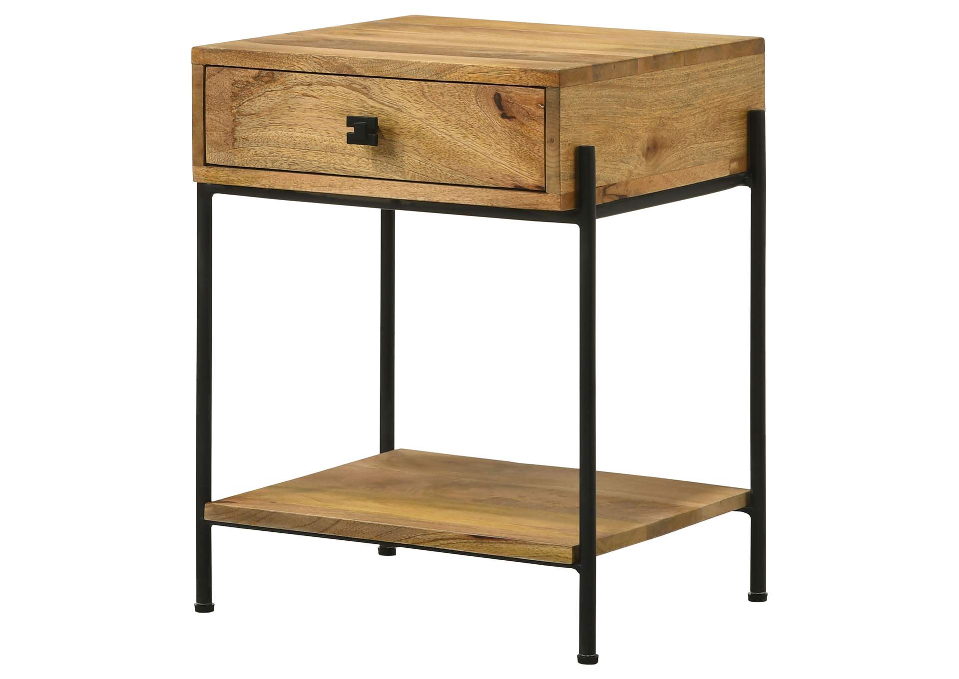 Declan 1-drawer Accent Table with Open Shelf Natural Mango and Black,Coaster Furniture