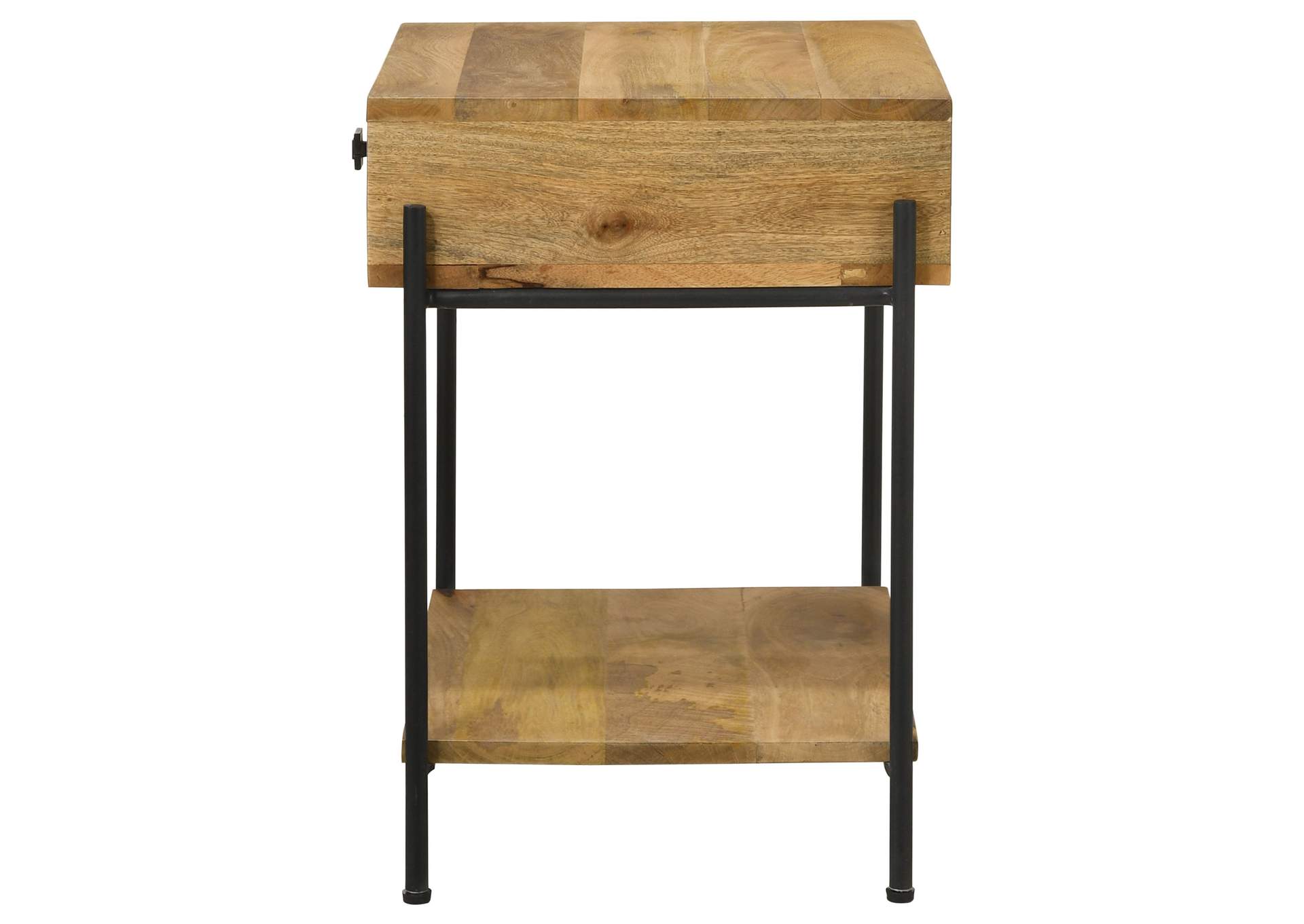 Declan 1-drawer Accent Table with Open Shelf Natural Mango and Black,Coaster Furniture