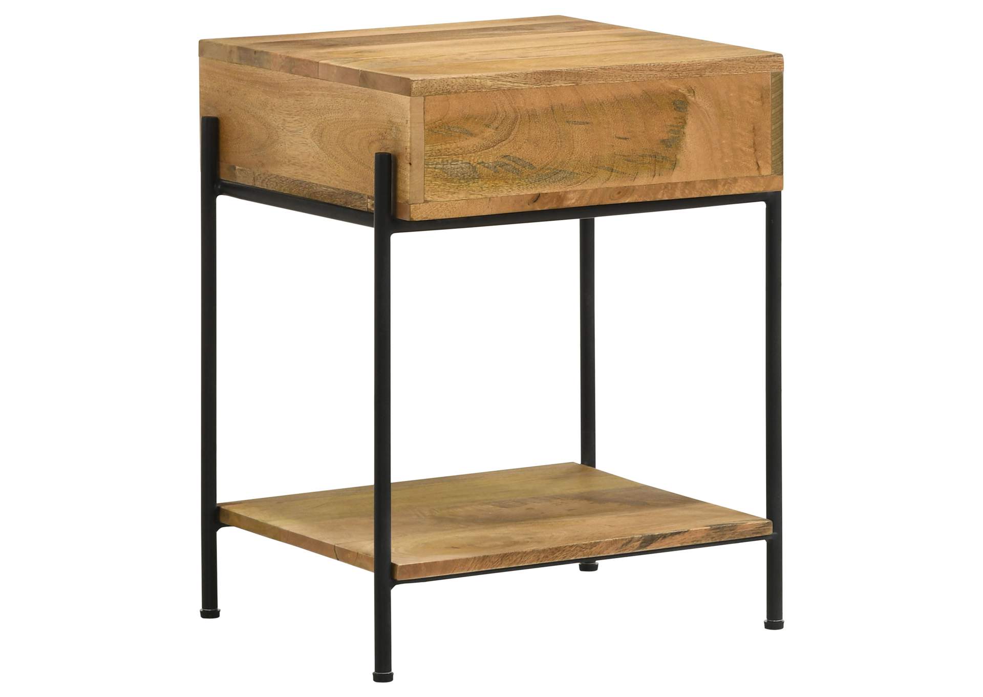 Declan 1-drawer Accent Table with Open Shelf Natural Mango and Black,Coaster Furniture