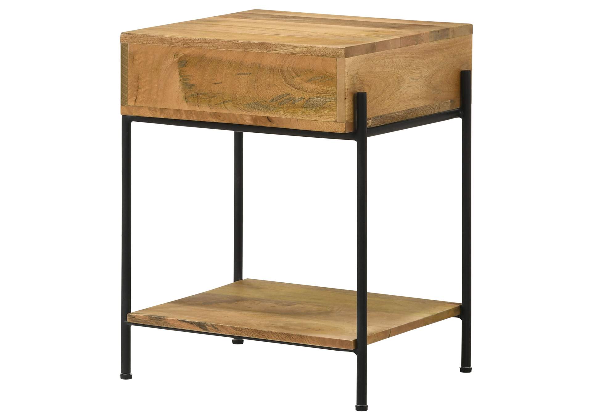 Declan 1-drawer Accent Table with Open Shelf Natural Mango and Black,Coaster Furniture