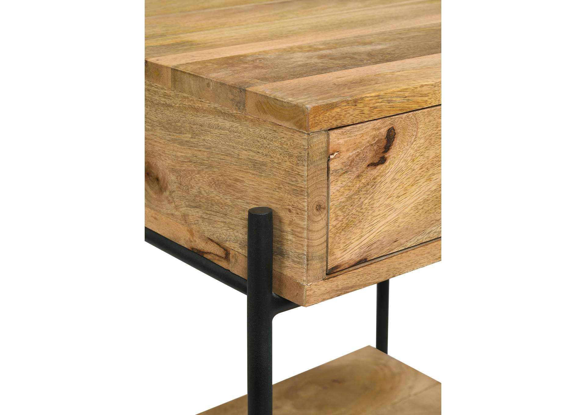 Declan 1-drawer Accent Table with Open Shelf Natural Mango and Black,Coaster Furniture