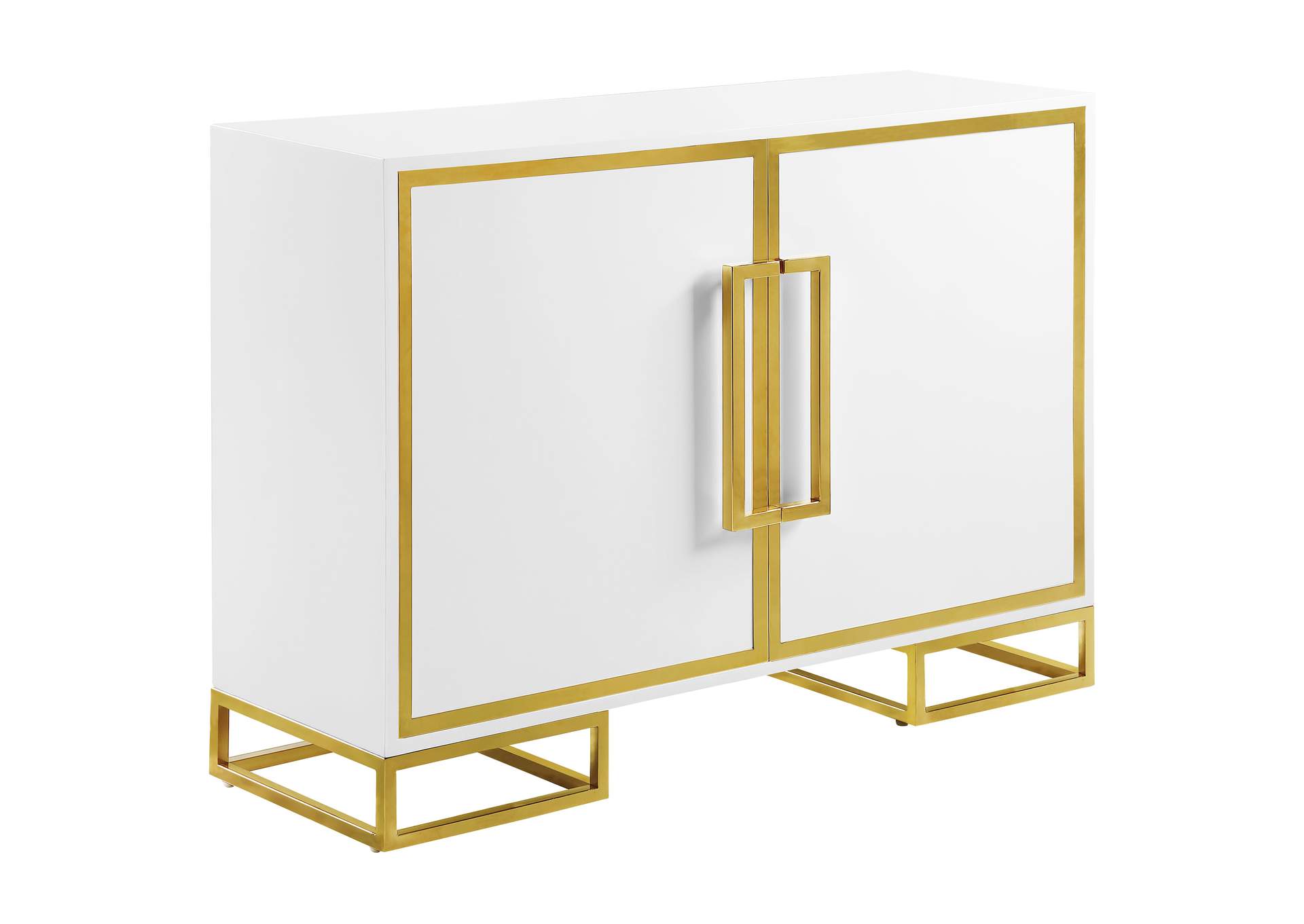 Elsa 2-door Accent Cabinet with Adjustable Shelves White and Gold,Coaster Furniture