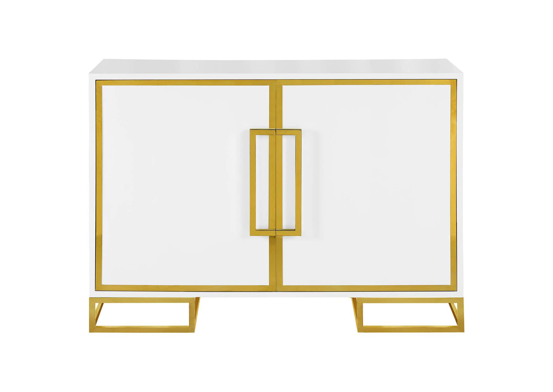 Elsa 2-door Accent Cabinet with Adjustable Shelves White and Gold,Coaster Furniture