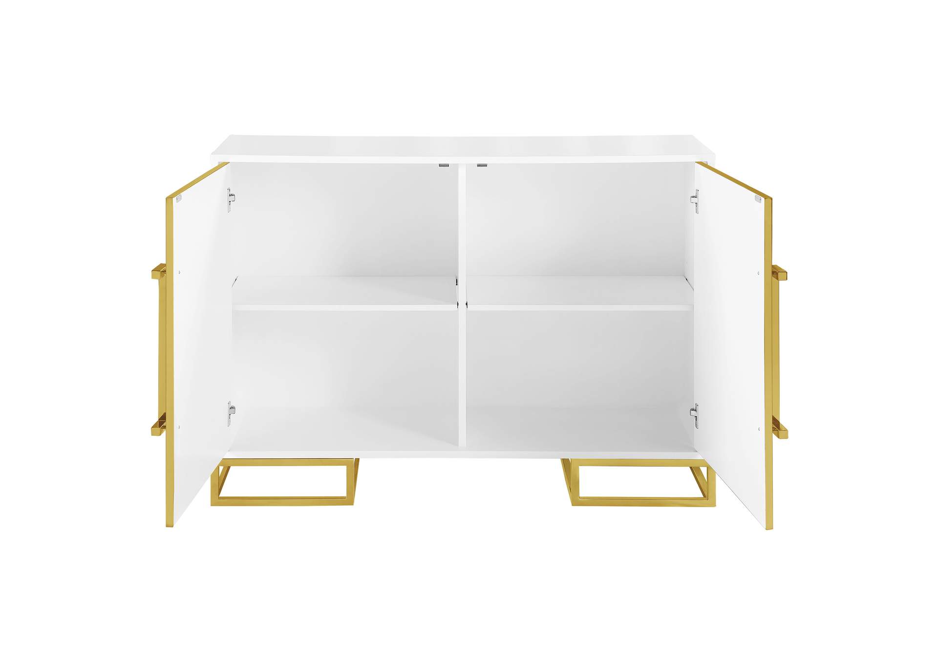 Elsa 2-door Accent Cabinet with Adjustable Shelves White and Gold,Coaster Furniture