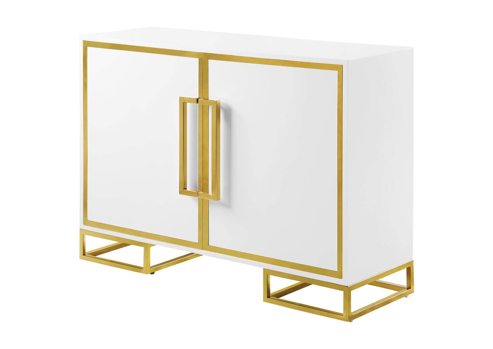 Elsa 2-door Accent Cabinet with Adjustable Shelves White and Gold,Coaster Furniture