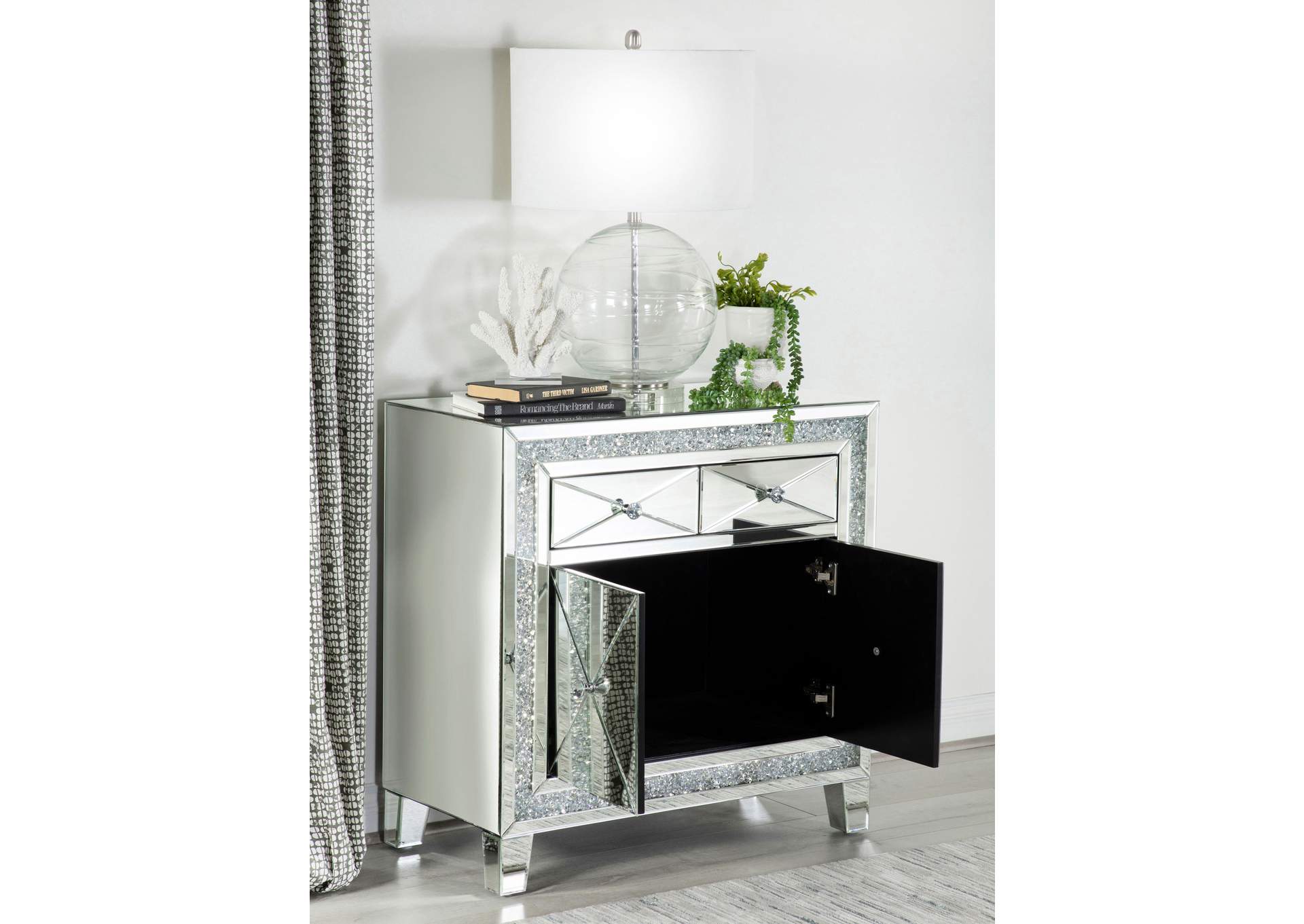 Arwen 2-drawer Accent Cabinet Clear Mirror with LED Lighting,Coaster Furniture