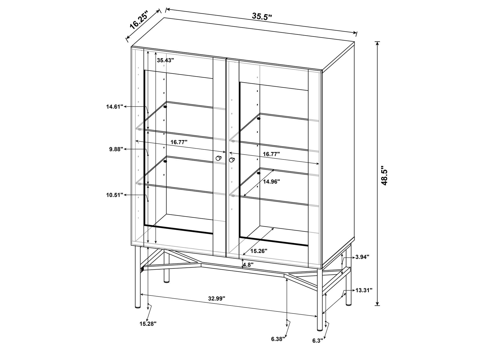 Bonilla 2-door Accent Cabinet with Glass Shelves,Coaster Furniture