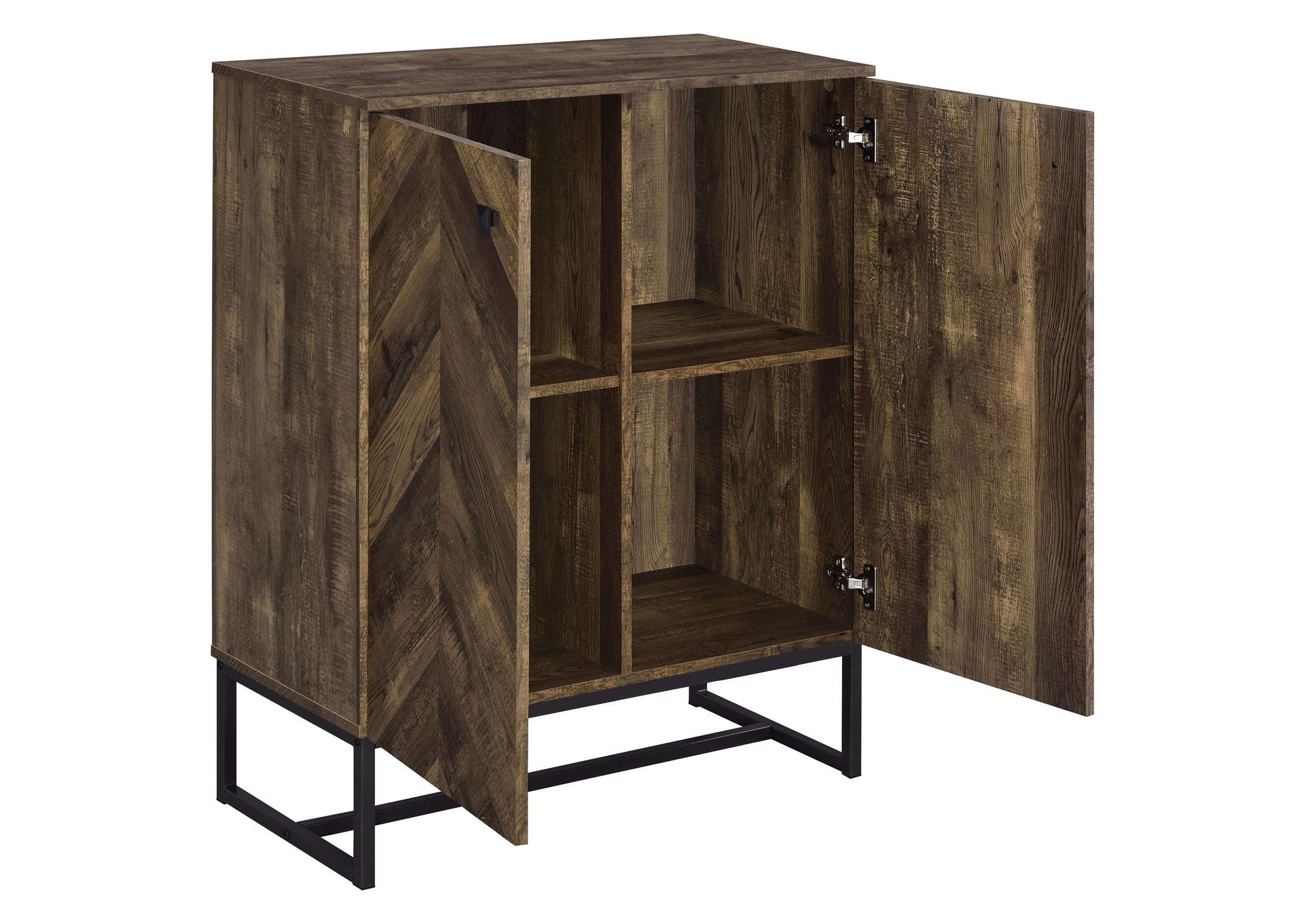 Carolyn 2-door Accent Cabinet Rustic Oak and Gunmetal,Coaster Furniture