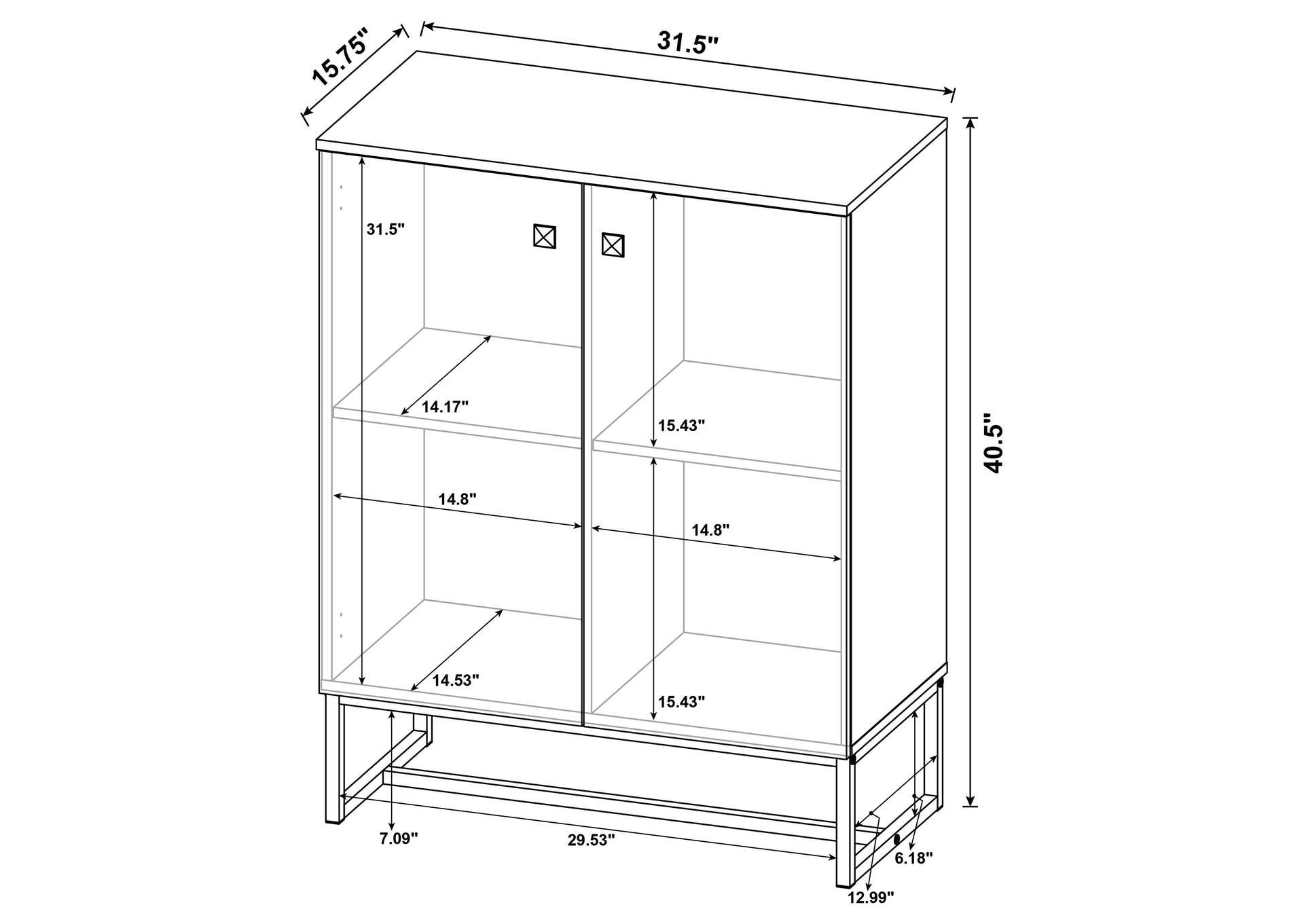 Carolyn 2-door Accent Cabinet Rustic Oak and Gunmetal,Coaster Furniture