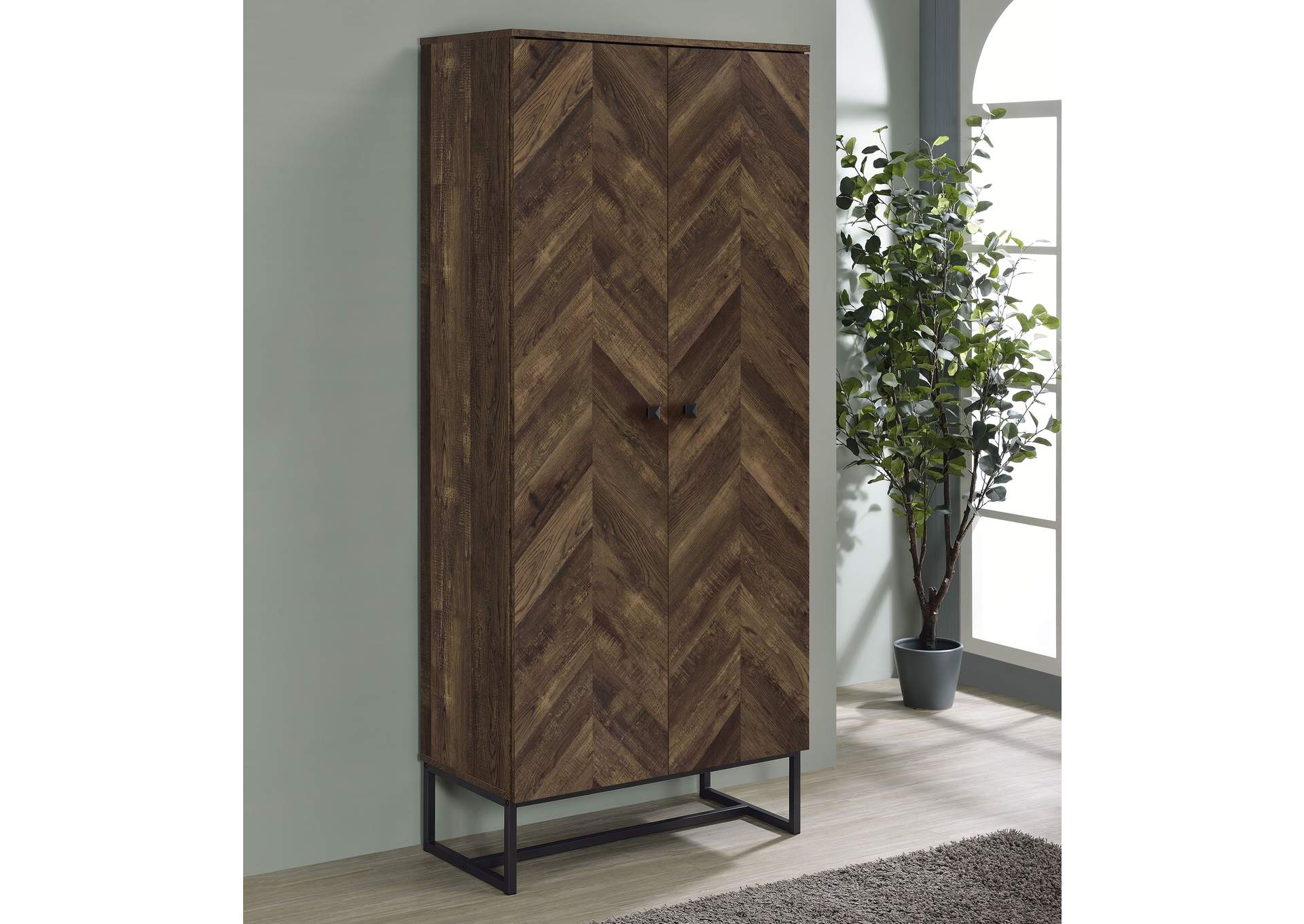 Carolyn 2-door Accent Cabinet Rustic Oak and Gunmetal,Coaster Furniture