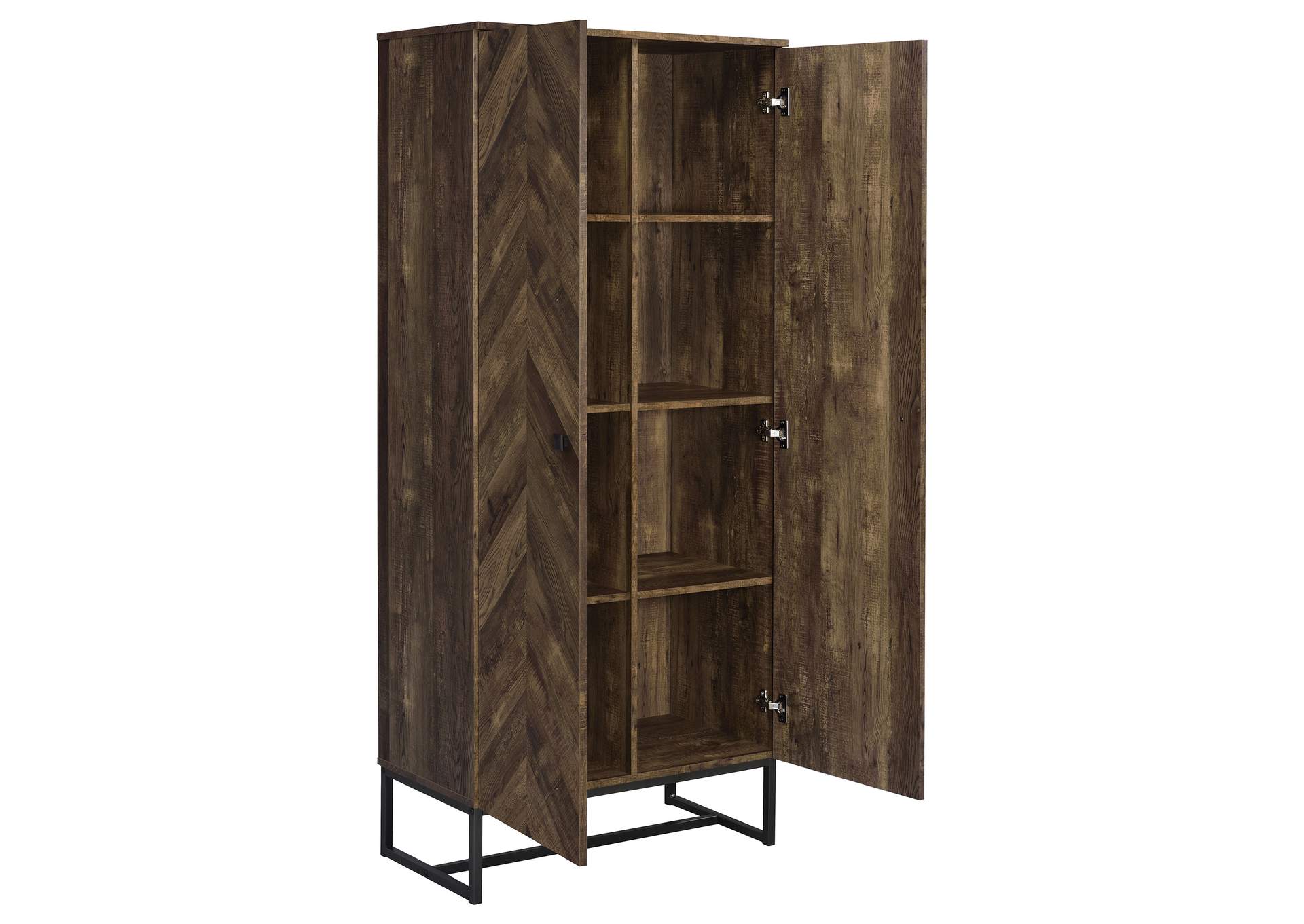 Carolyn 2-door Accent Cabinet Rustic Oak and Gunmetal,Coaster Furniture