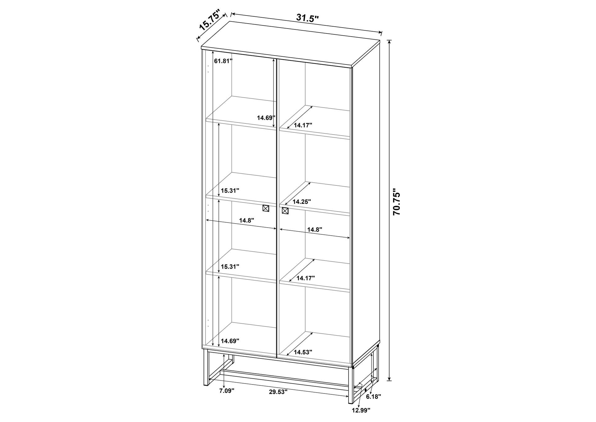 Carolyn 2-door Accent Cabinet Rustic Oak and Gunmetal,Coaster Furniture