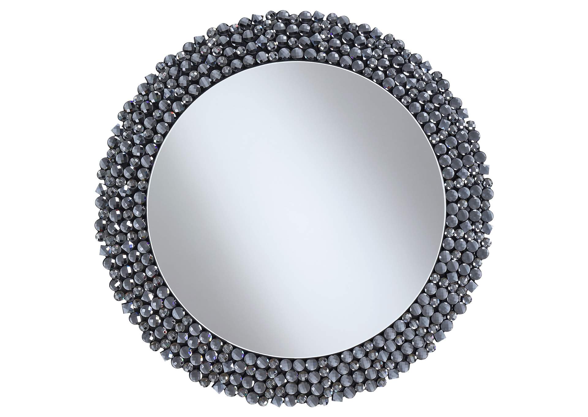 Claudette Round Wall Mirror with Textural Frame Grey,Coaster Furniture