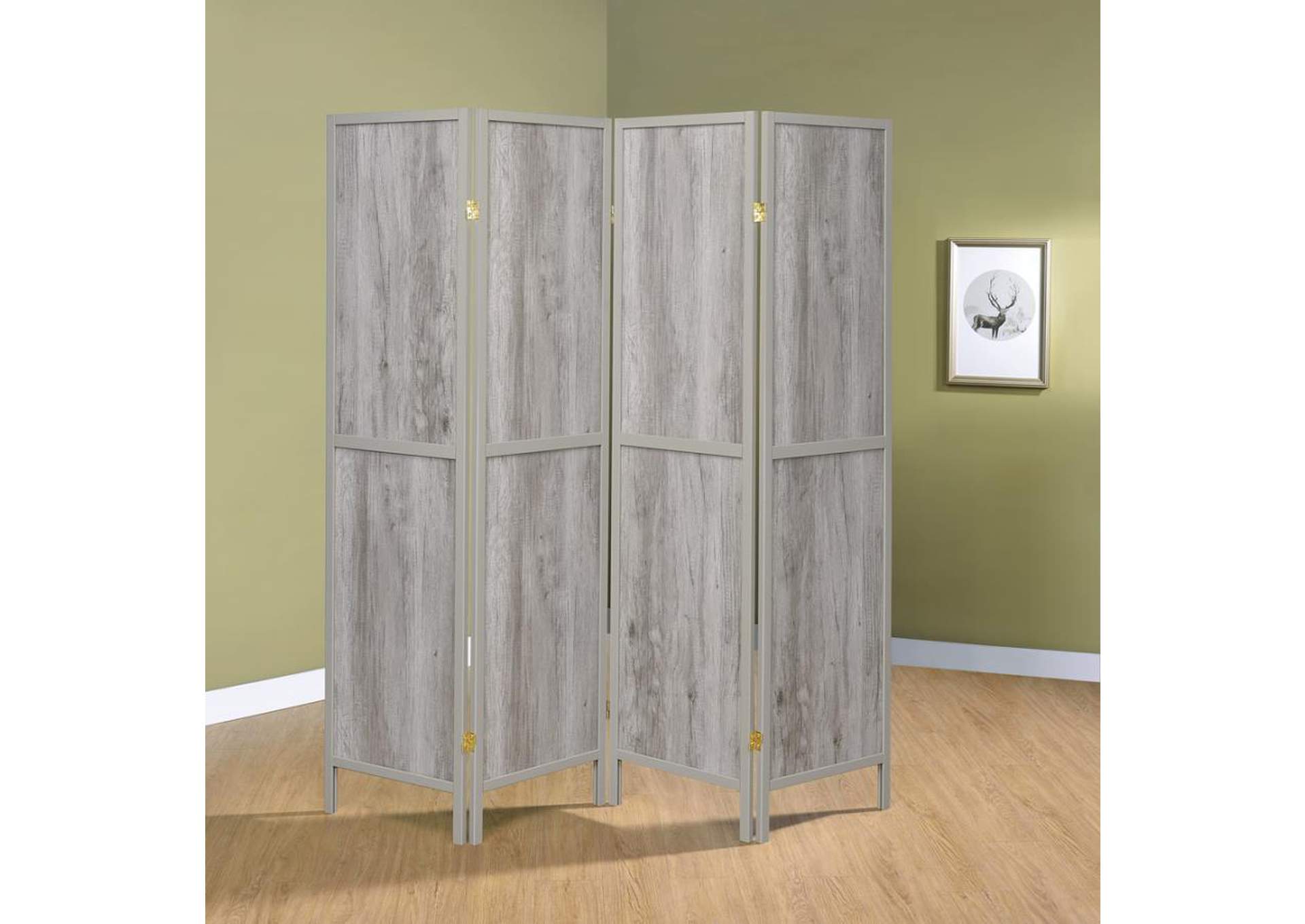Deepika 4-Panel Folding Screen Grey Driftwood,Coaster Furniture