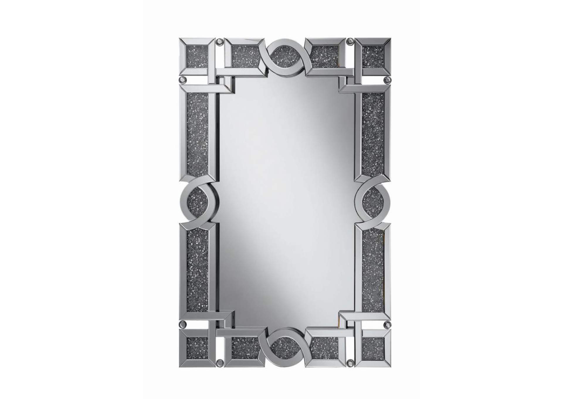 Interlocking Wall Mirror with Iridescent Panels and Beads Silver,Coaster Furniture