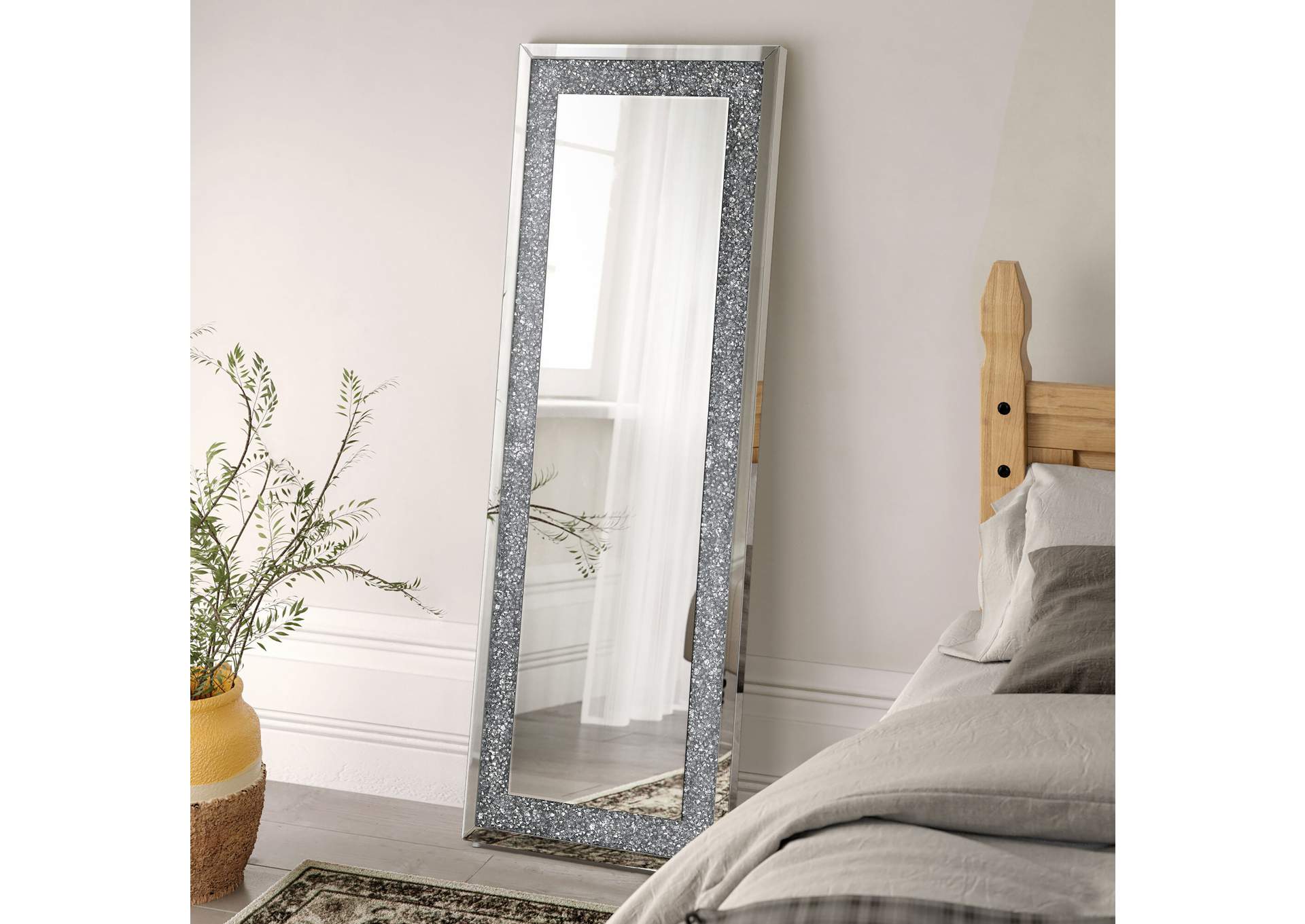 Sylvia Crystal Inlay Rectangle Floor Mirror,Coaster Furniture