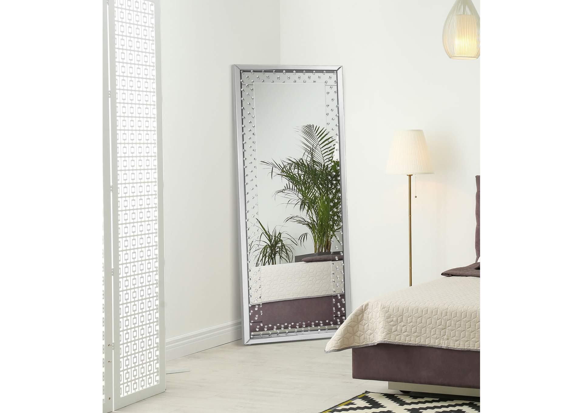 Yves Acrylic Crystal Inlay Floor Mirror,Coaster Furniture