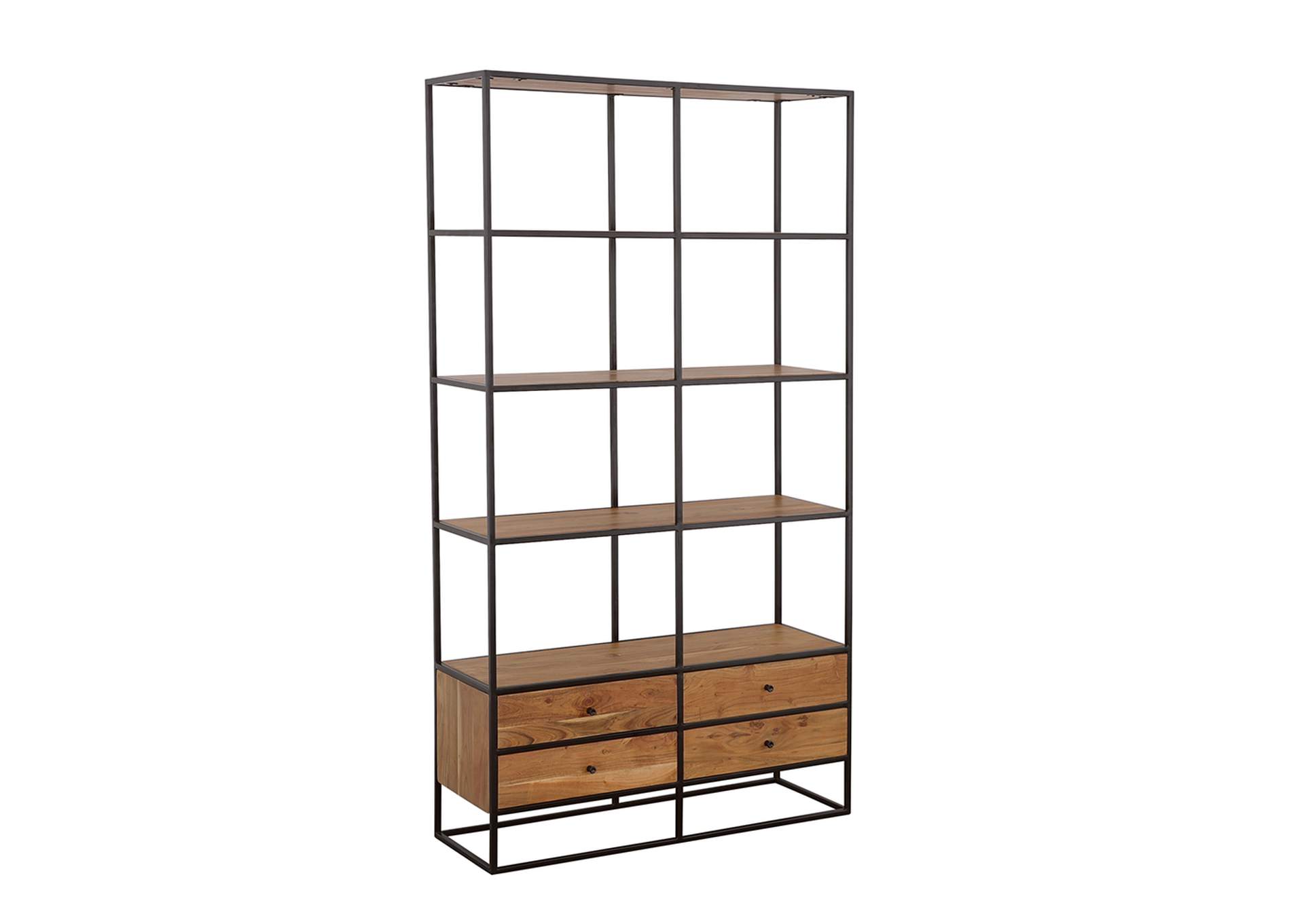 Belcroft 4-drawer Etagere Natural Acacia and Black,Coaster Furniture