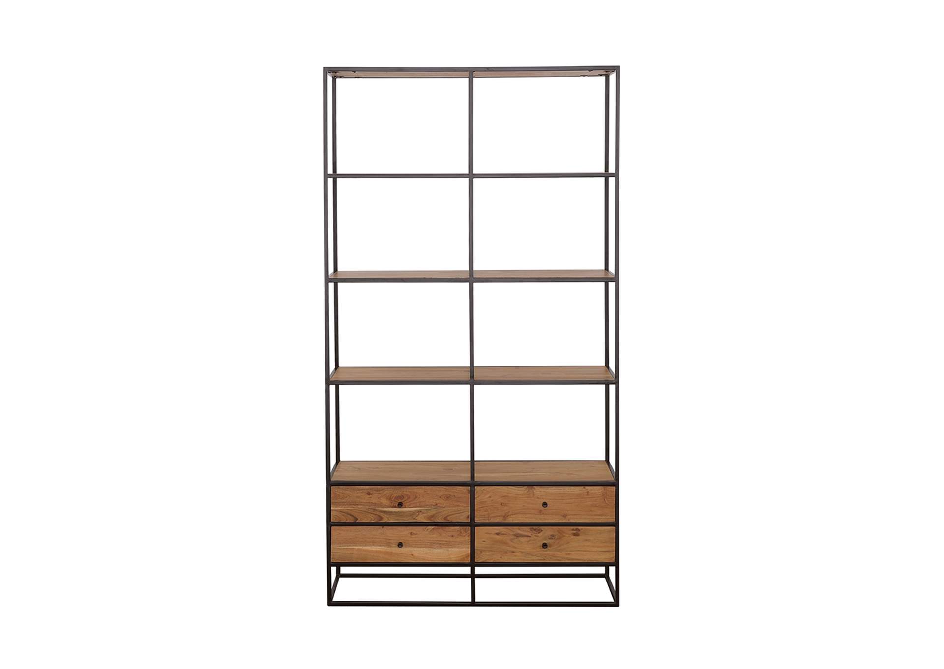 Belcroft 4-drawer Etagere Natural Acacia and Black,Coaster Furniture