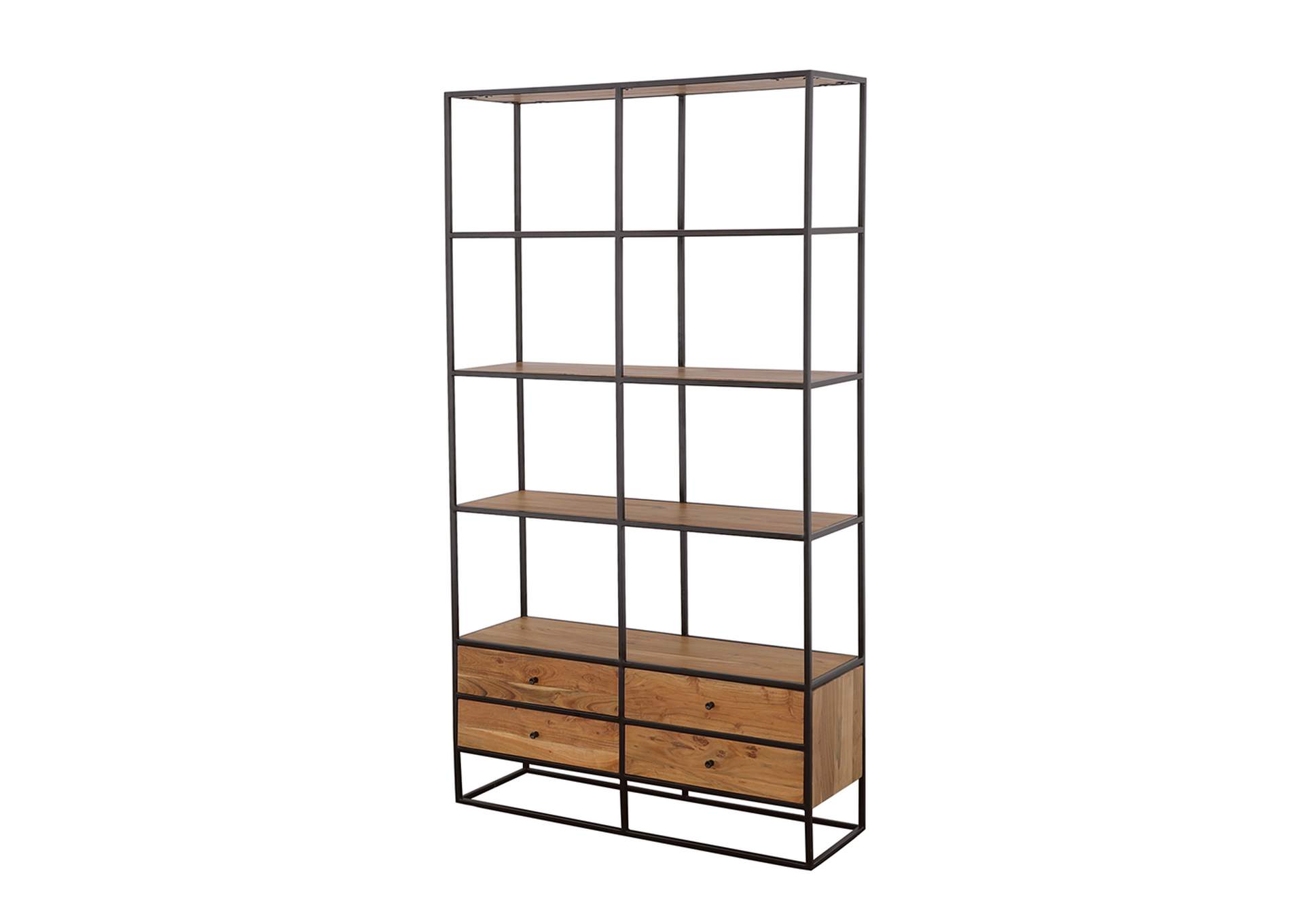 Belcroft 4-drawer Etagere Natural Acacia and Black,Coaster Furniture