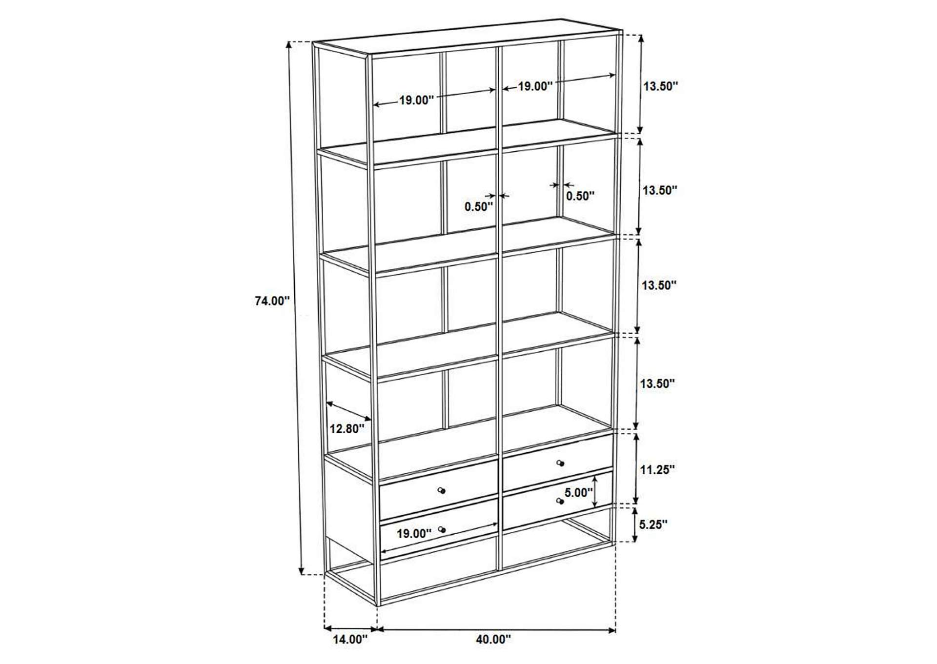 Belcroft 4-drawer Etagere Natural Acacia and Black,Coaster Furniture