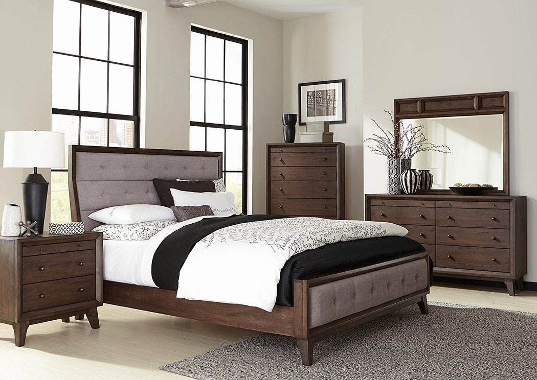 Queen Upholstered Panel Bed w/Dresser, Mirror & Nightstand,ABF Coaster Furniture