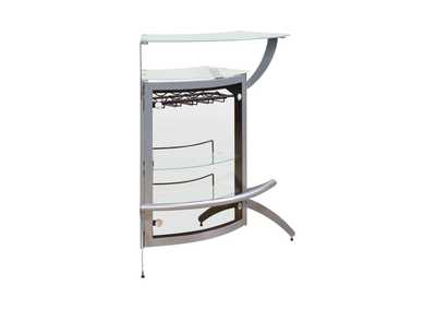 Dallas 2-Shelf Bar Unit Silver And Frosted Glass
