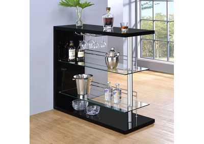 Image for Prescott Rectangular 2-shelf Bar Unit Glossy Black