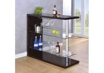 Image for Prescott Rectangular 2-shelf Bar Unit Glossy Cappuccino