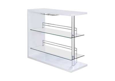 Image for White High Gloss Two-Shelf Contemporary Bar Unit W/ Wine Holder