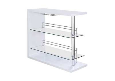 Image for Rectangular 2-shelf Bar Unit Glossy White
