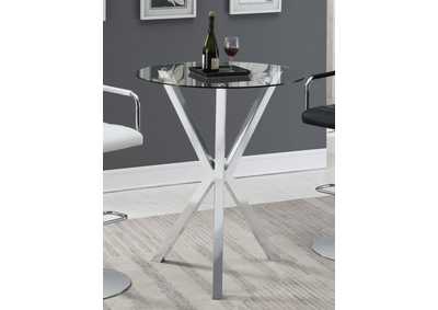 Denali Round Glass Top Bar Table Chrome,Coaster Furniture
