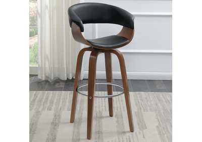 Image for Zion Upholstered Swivel Bar Stool Walnut and Black