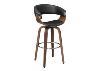 Zion Upholstered Swivel Bar Stool Walnut And Black,Coaster Furniture