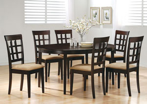 Cappuccino Oval Dining Table w/6 Wheat Back Side Chairs,Coaster Furniture