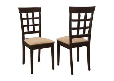Gabriel Lattice Back Side Chairs Cappuccino and Tan (Set of 2),Coaster Furniture