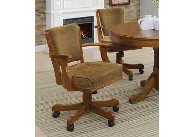 Mitchell Upholstered Game Chair Olive-brown and Amber