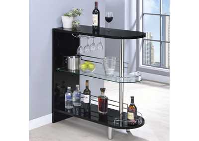 Adolfo 3-tier Bar Table Glossy Black and Clear