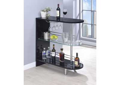 Image for 3-tier Bar Table Glossy Black and Clear