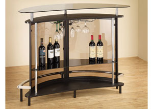 Image for Black Contemporary Bar Unit W/ Tempered Glass