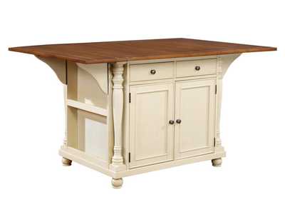 Slater 2 - drawer Kitchen Island with Drop Leaves Brown and Buttermilk
