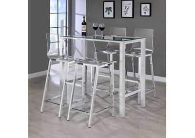 Image for Tolbert 5 - piece Bar Set with Acrylic Chairs Clear and Chrome