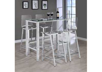 Image for Tolbert 5-piece Bar Set with Acrylic Chairs Clear and Chrome