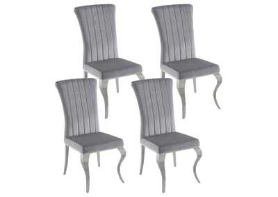 Image for Betty Upholstered Side Chairs Grey and Chrome (Set of 4)