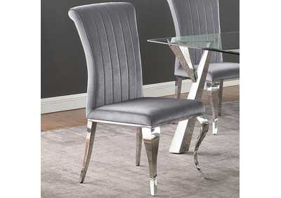 Image for Betty Upholstered Side Chairs Grey and Chrome (Set of 4)