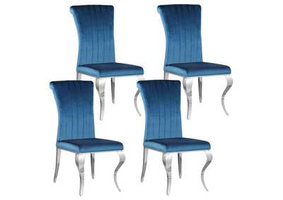 Image for Betty Upholstered Side Chairs Teal and Chrome (Set of 4)