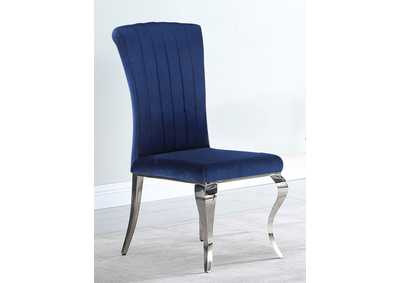 Image for Betty Upholstered Side Chairs Ink Blue and Chrome (Set of 4)