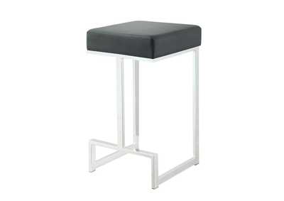 Square Counter Height Stool Black and Chrome