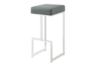 Image for Square Bar Stool Grey and Chrome